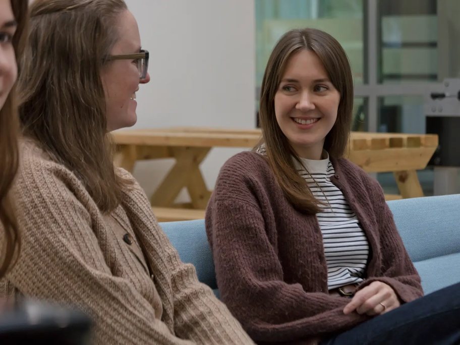 Spacers sharing a laugh in the Spaceworks lounge